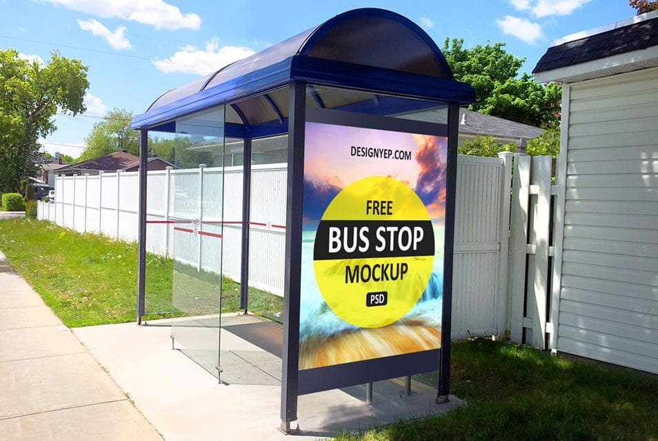 Free Bus Shelter Mockup PSD 2 Free Bus Shelter Mockup PSD