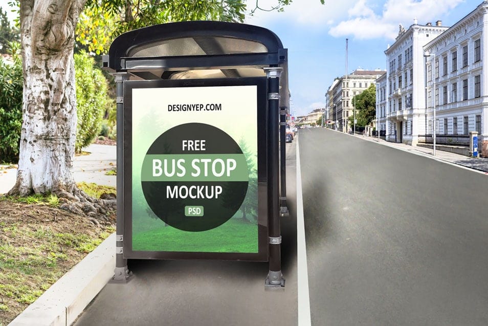Free Bus Shelter Mockup PSD 2 Free Bus Shelter Mockup PSD