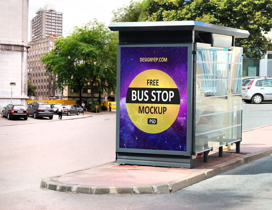Free Bus Stop Mockup PSD 2 Free Bus Stop Mockup PSD