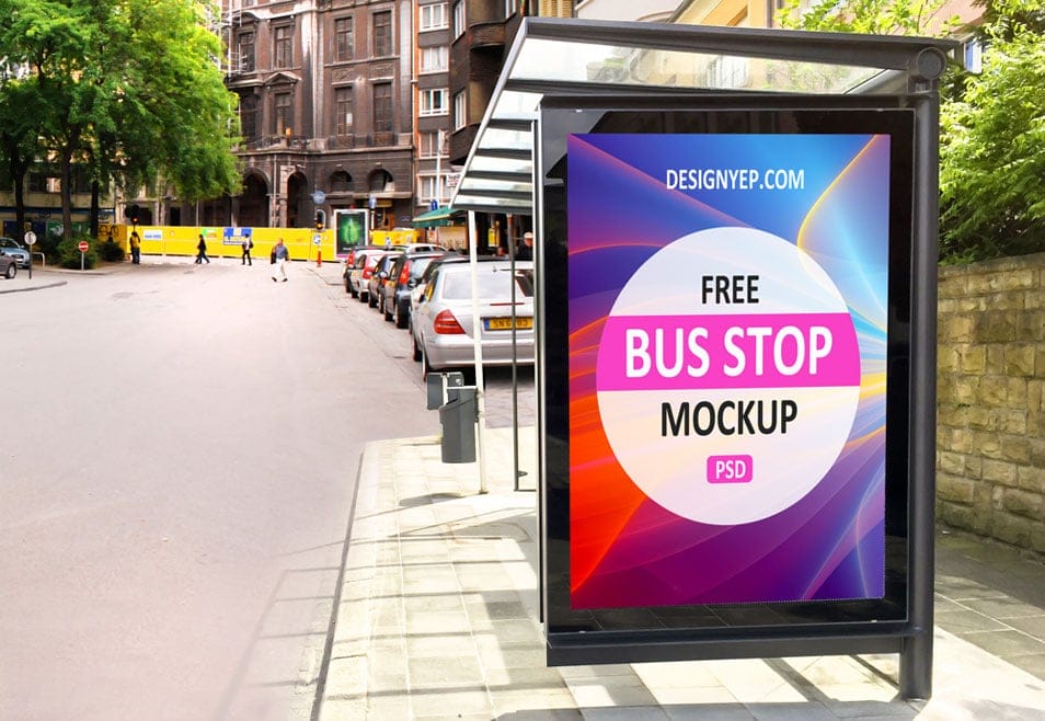 Free Bus Stop Mockup PSD 2 Free Bus Stop Mockup PSD