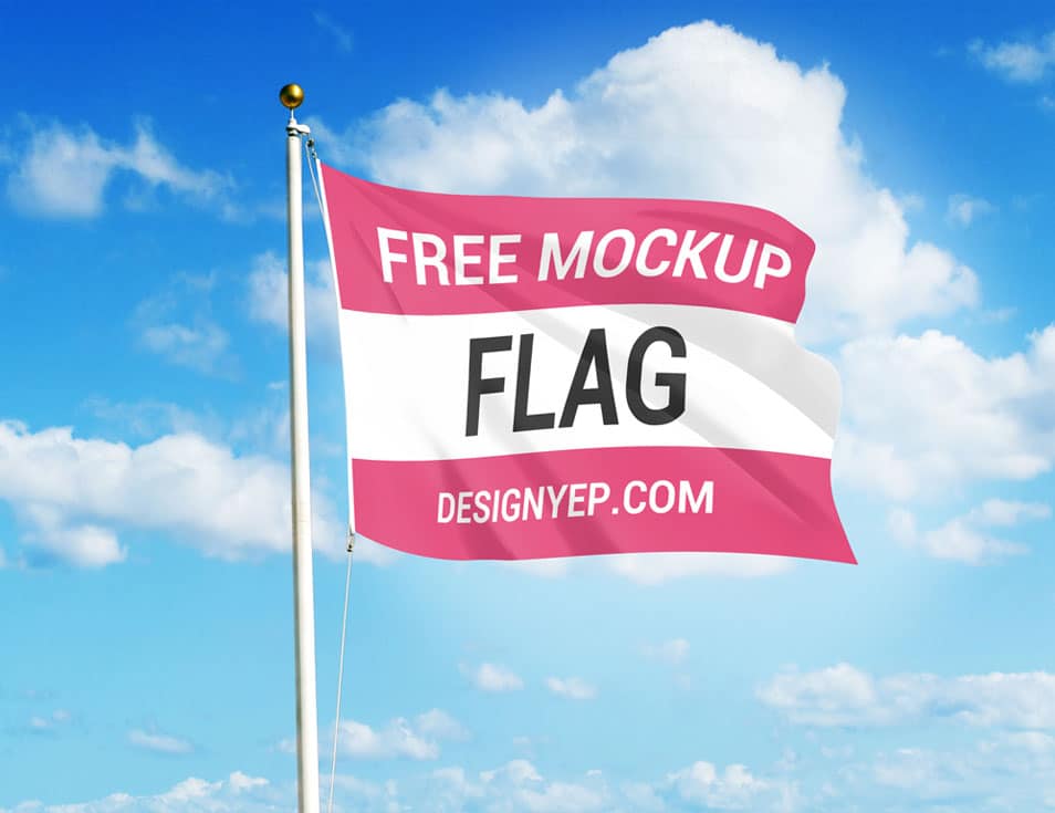 Free Flag Mockup PSD 2 Free Flag Mockup PSD
