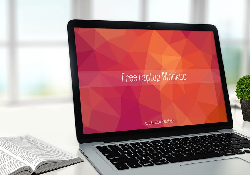 Free Laptop Mockup in Office 2 Free Laptop Mockup in Office