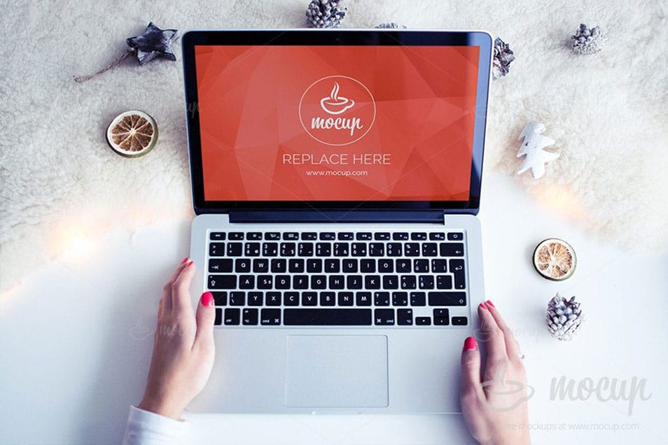 Free Mockup MacBook Pro White Christmas 2 Free Mockup MacBook Pro White Christmas
