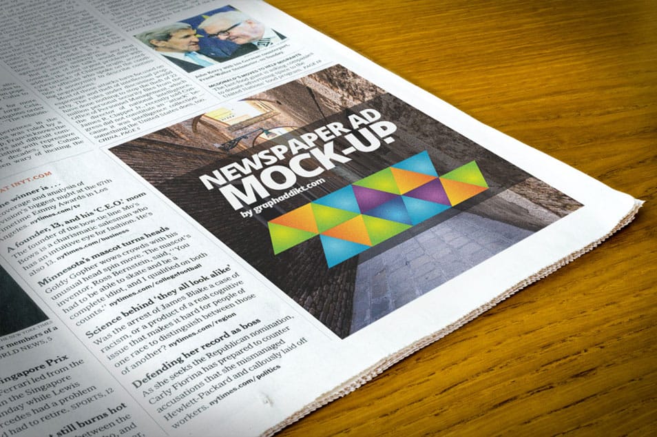 Free PSD Newspaper Advert Mock-up 2 Free PSD Newspaper Advert Mock-up