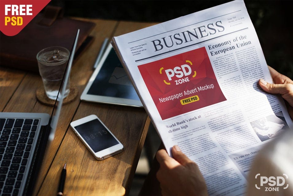 Newspaper Advert Mockup Free PSD 2 Newspaper Advert Mockup Free PSD