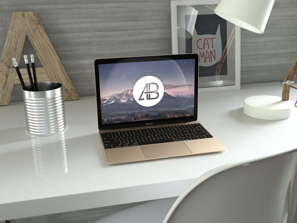 Realistic Gold 12-Inch Macbook Mockup 2 Realistic Gold 12-Inch Macbook Mockup