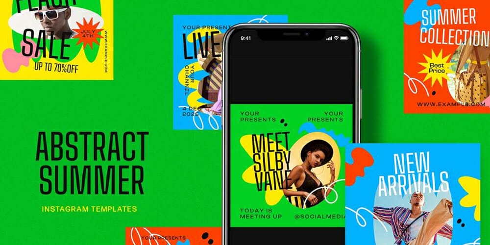 100+ Best Instagram Post Templates to Gain More Followers 18 Abstract Summer Instagram Templates