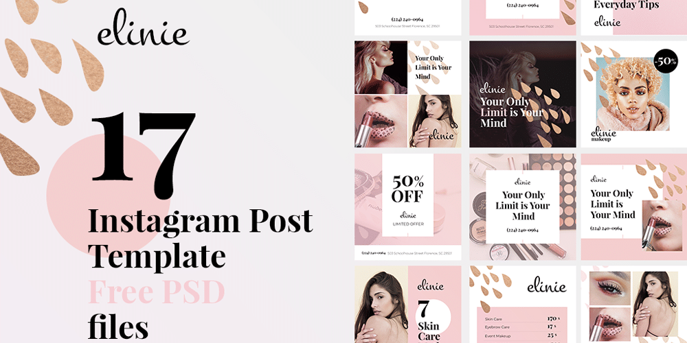100+ Best Instagram Post Templates to Gain More Followers 105 Elinie Beauty Instagram Post Template PSD