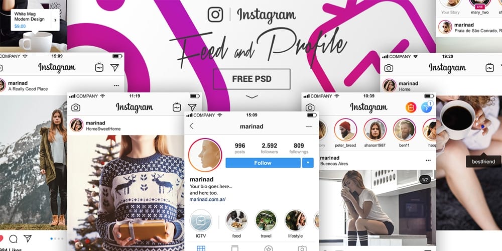 100+ Best Instagram Post Templates to Gain More Followers 162 Free Instagram PSD Feed and Profile Complete UI