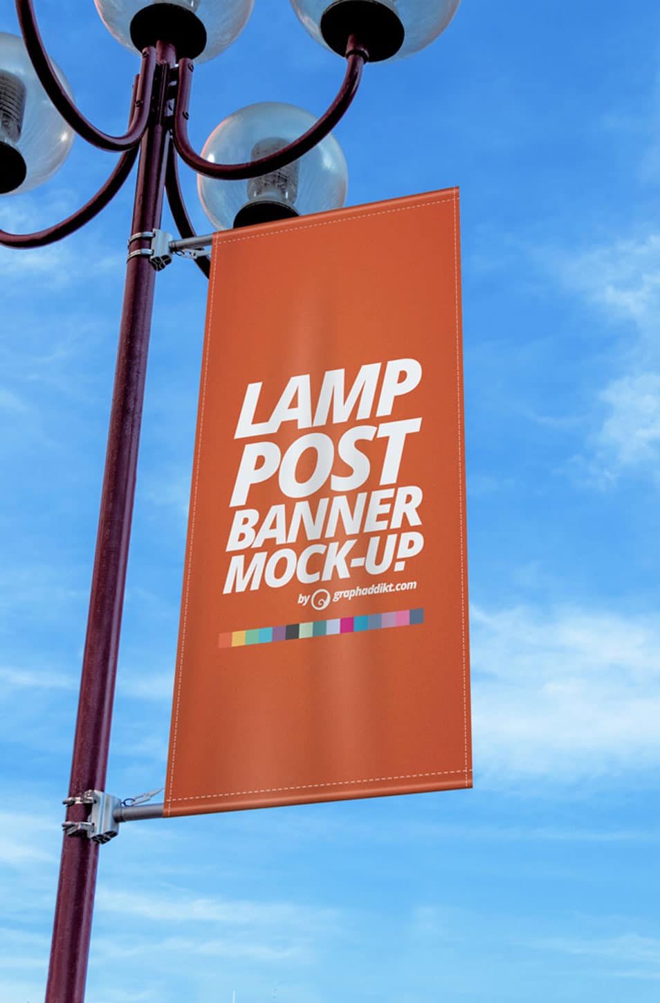 Free Lamp Post Banner Mockup PSD 2 Free Lamp Post Banner Mockup PSD