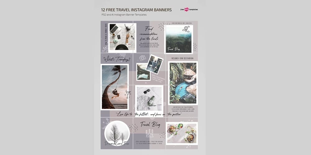 100+ Best Instagram Post Templates to Gain More Followers 252 Free Travel Blog Instagram Templates