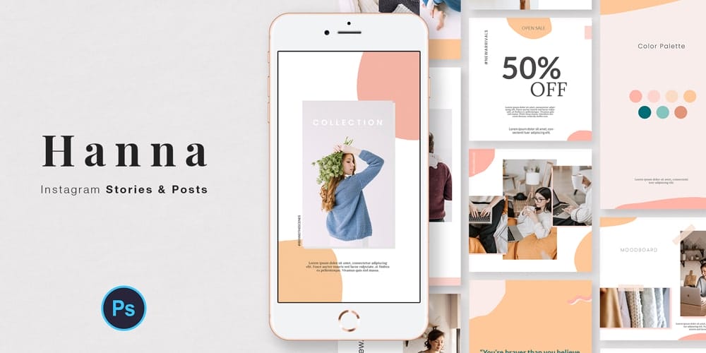 100+ Best Instagram Post Templates to Gain More Followers 135 Hanna Instagram Template