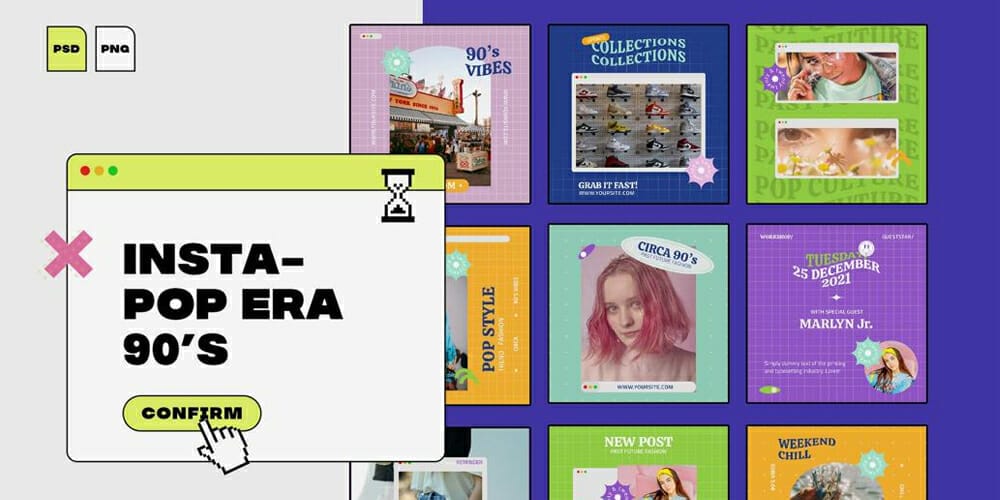 100+ Best Instagram Post Templates to Gain More Followers 140 Insta Pop 90s Instagram Templates