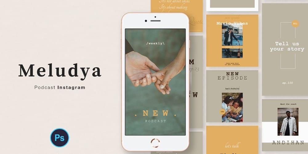 100+ Best Instagram Post Templates to Gain More Followers 31 Meludya Podcast Instagram Template