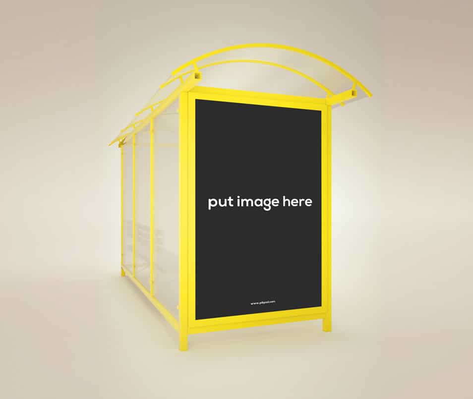 Modern Bus Stop Signs Mockup Templates 2 Modern Bus Stop Signs Mockup Templates