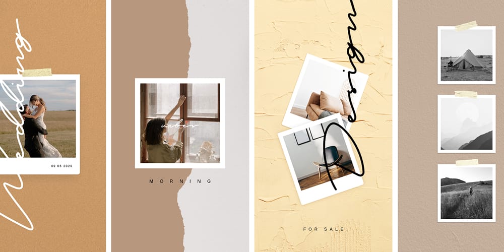 100+ Best Instagram Post Templates to Gain More Followers 7 Polaroid Collage Instagram Story Template