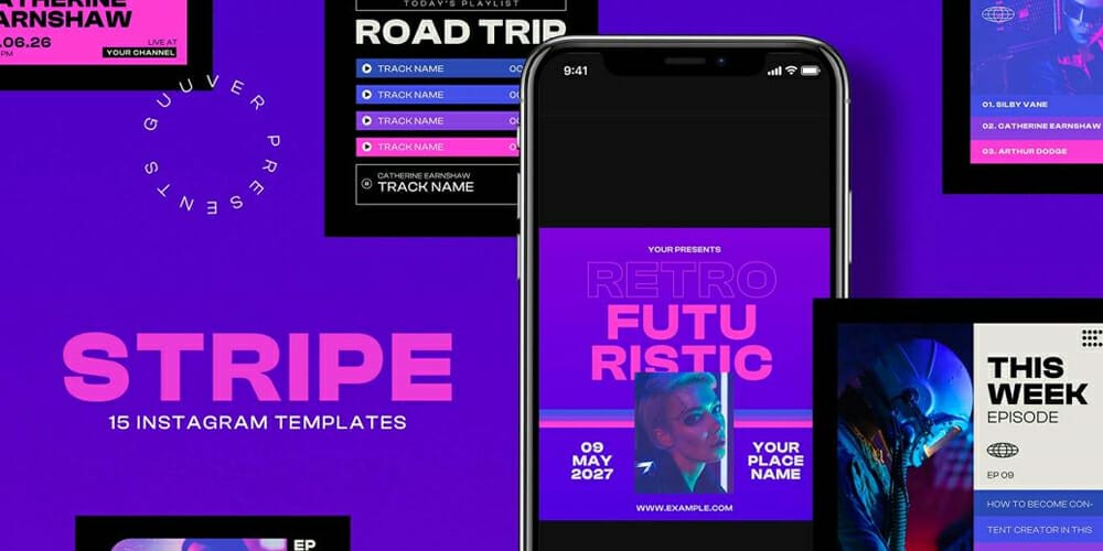 100+ Best Instagram Post Templates to Gain More Followers 95 Retro Futuristic Instagram Template