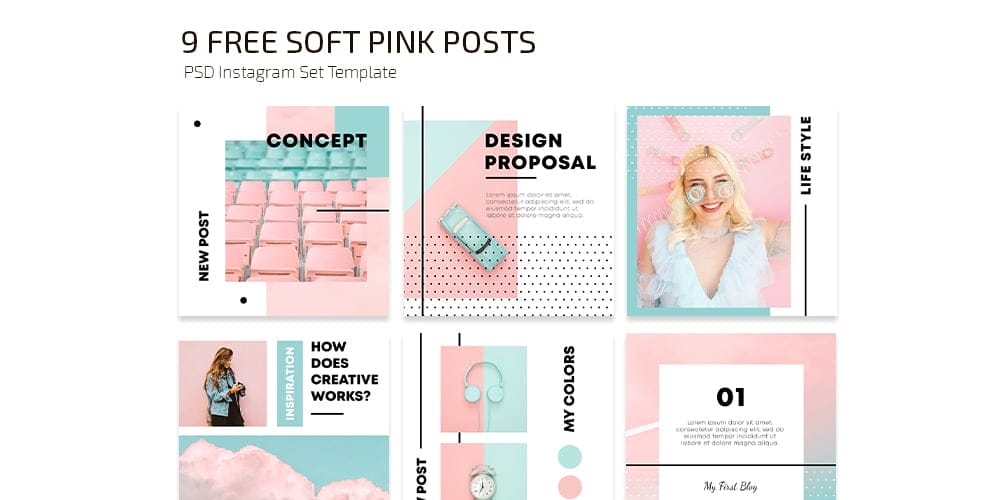 100+ Best Instagram Post Templates to Gain More Followers 212 Soft Pink Instagram Post Template PSD