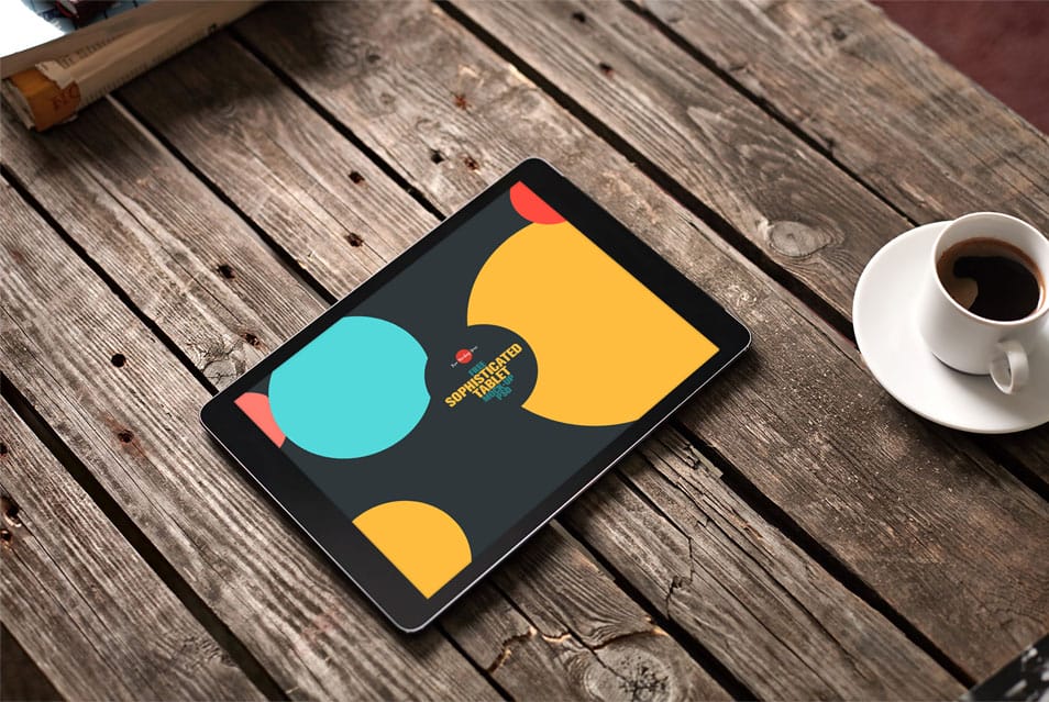 Free Sophisticated Tablet Mock-up on Wooden Background 2 Free Sophisticated Tablet Mock-up on Wooden Background