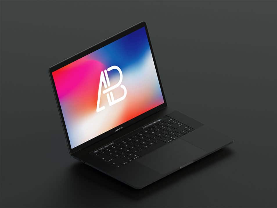 Isometric Matte Black Macbook Pro Mockup 2 Isometric Matte Black Macbook Pro Mockup