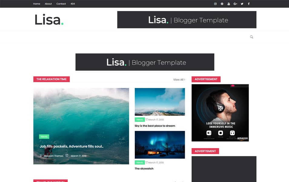 300+ Best Free Responsive Blogger Templates 2025 176 Lisa Responsive Blogger Template