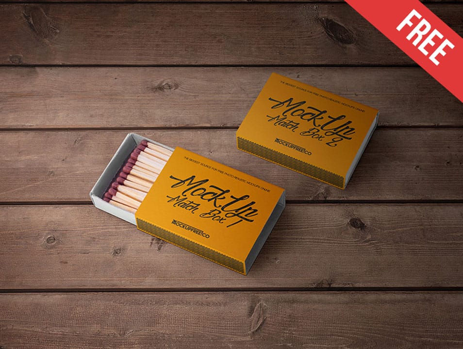 Match Box Free PSD Mockups 2 Match Box Free PSD Mockups