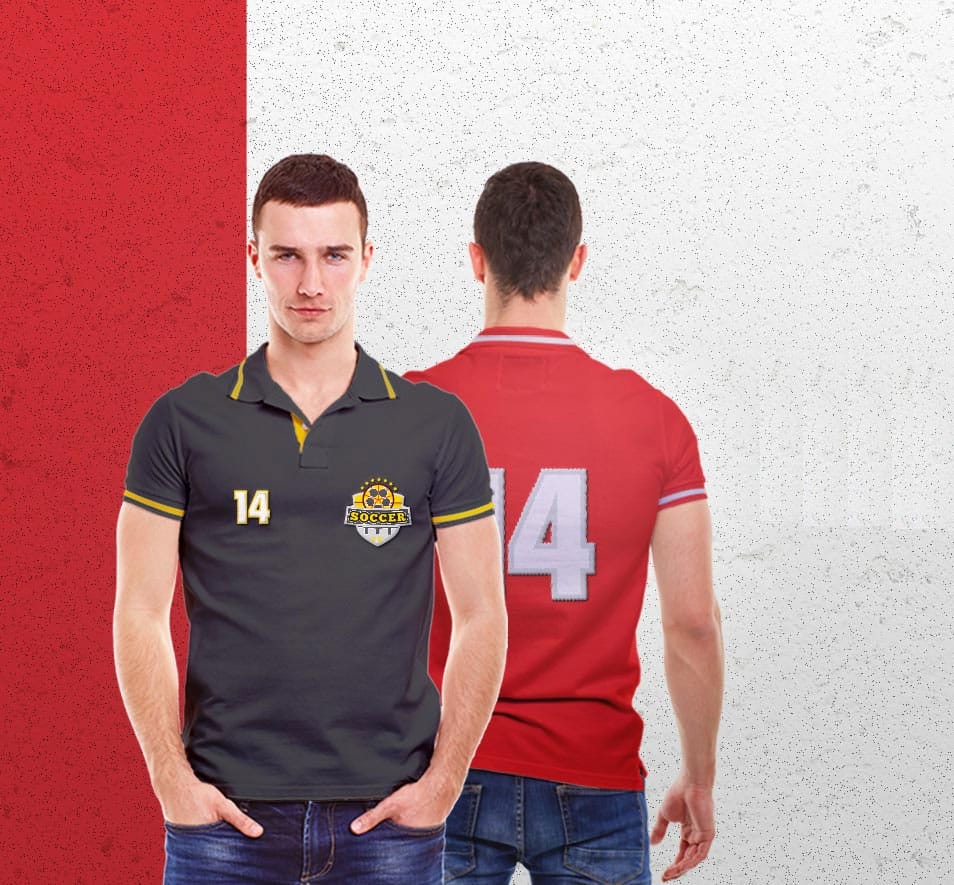 Men Collar T-shirt Mockup Template 2 Men Collar T-shirt Mockup Template