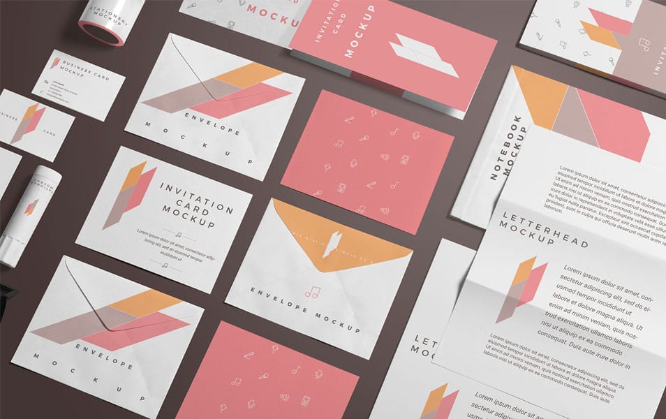 Free Branding Stationery Mockup Scene