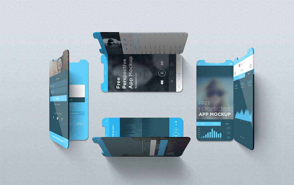 The Ultimate Collection of 2000+ Free Mockup Templates PSD Designs 92 Free iOS Perspective Mockups