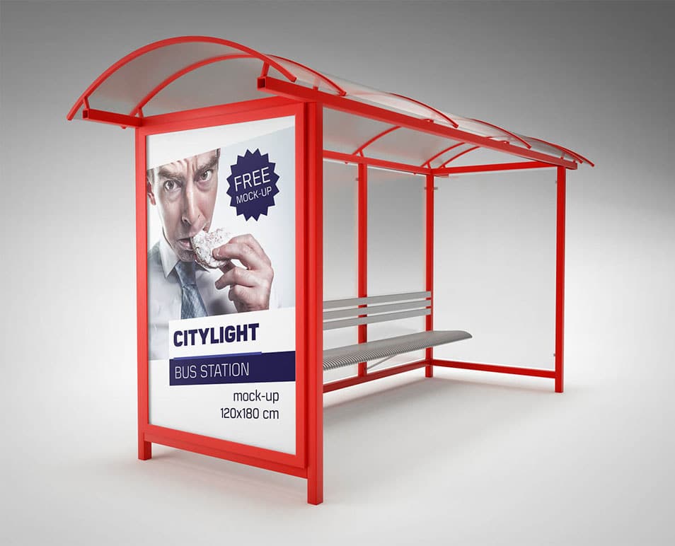 Citylight Bus Station Billboard Mockup 2 Citylight Bus Station Billboard Mockup