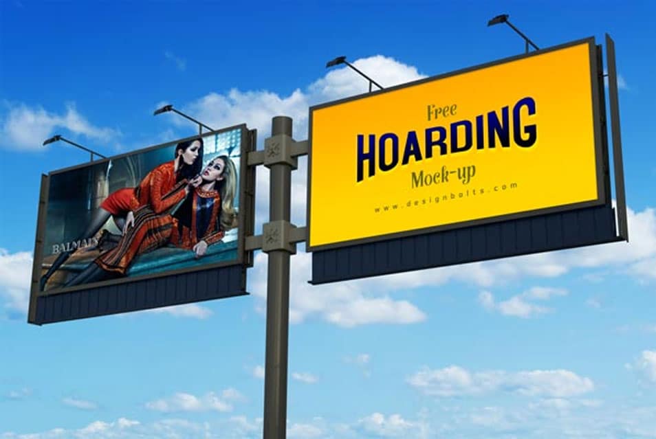 Free Frontlit Outdoor Advertising Hoarding Mock-up PSD 2 Free Frontlit Outdoor Advertising Hoarding Mock-up PSD