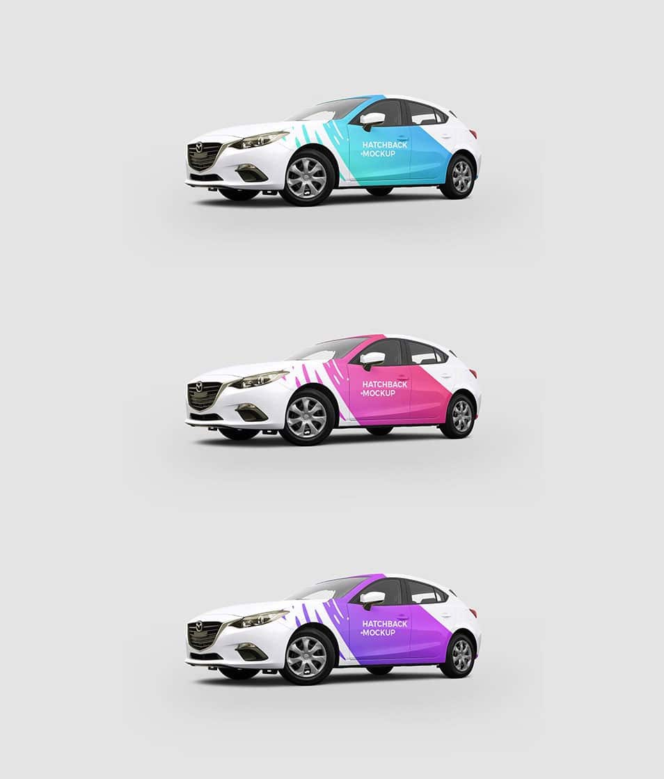 Hatchback Car Mockup free PSD 2 Hatchback Car Mockup free PSD