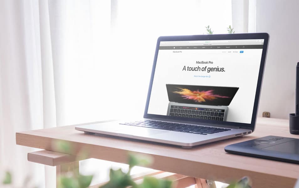 Macbook on Office Desk Mockup 2 Macbook on Office Desk Mockup