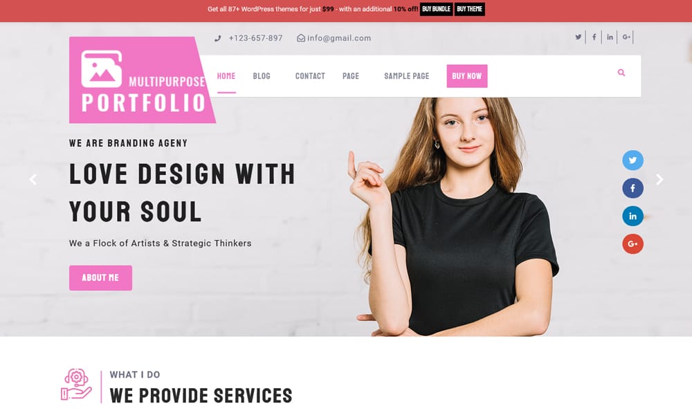 25+ Best Free Multipurpose WordPress Themes 2025 31 Multipurpose Portfolio