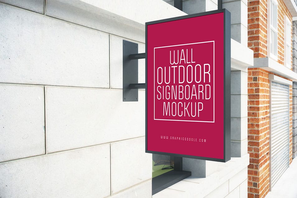 Wall Outdoor Signboard Mock-up 2 Wall Outdoor Signboard Mock-up