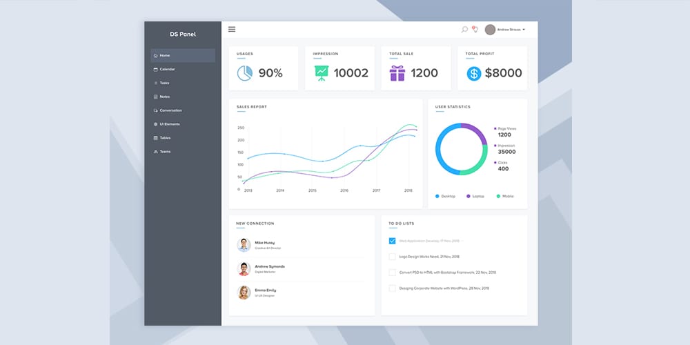 Free Dashboard UI Design PSD 1