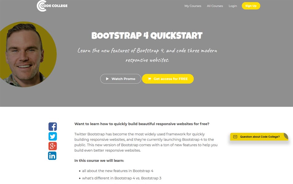 Learn Bootstrap 4 : Tutorials, Courses, Articles, Books & Cheat Sheets 19 Bootstrap 4 Quick Start | Code College
