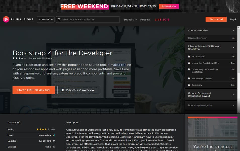 Learn Bootstrap 4 : Tutorials, Courses, Articles, Books & Cheat Sheets 18 Bootstrap 4 for the Developer | Pluralsight