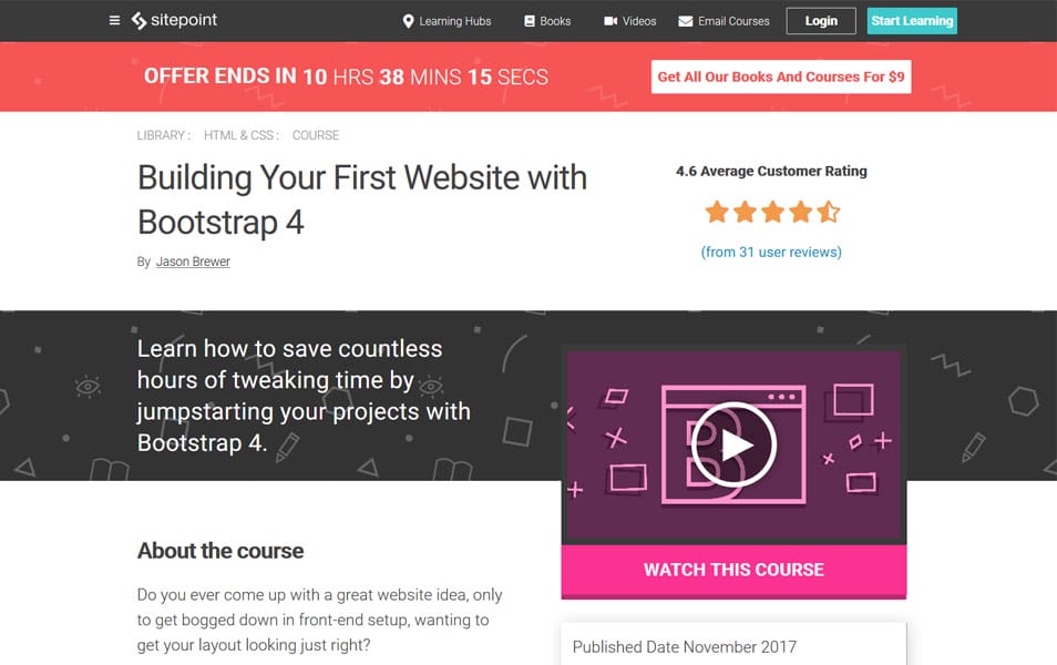 Learn Bootstrap 4 : Tutorials, Courses, Articles, Books & Cheat Sheets 23 Building Your First Website with Bootstrap 4 | SitePoint