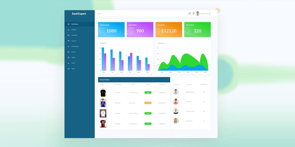 Free Dashboard UI Design PSD 211 DashExpert
