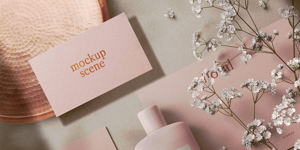Best Free Scene Creators for Designers 166 Floral Cosmetics Mockup Scene
