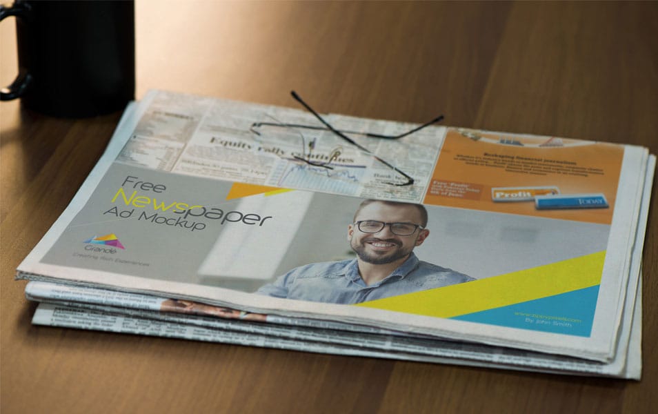 Free Half Folded Newspaper Mockup 2 Free Half Folded Newspaper Mockup