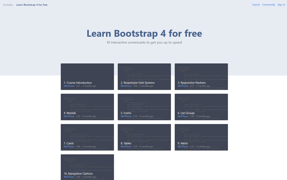 Learn Bootstrap 4 : Tutorials, Courses, Articles, Books & Cheat Sheets 15 Learn Bootstrap 4 for free | Scrimba