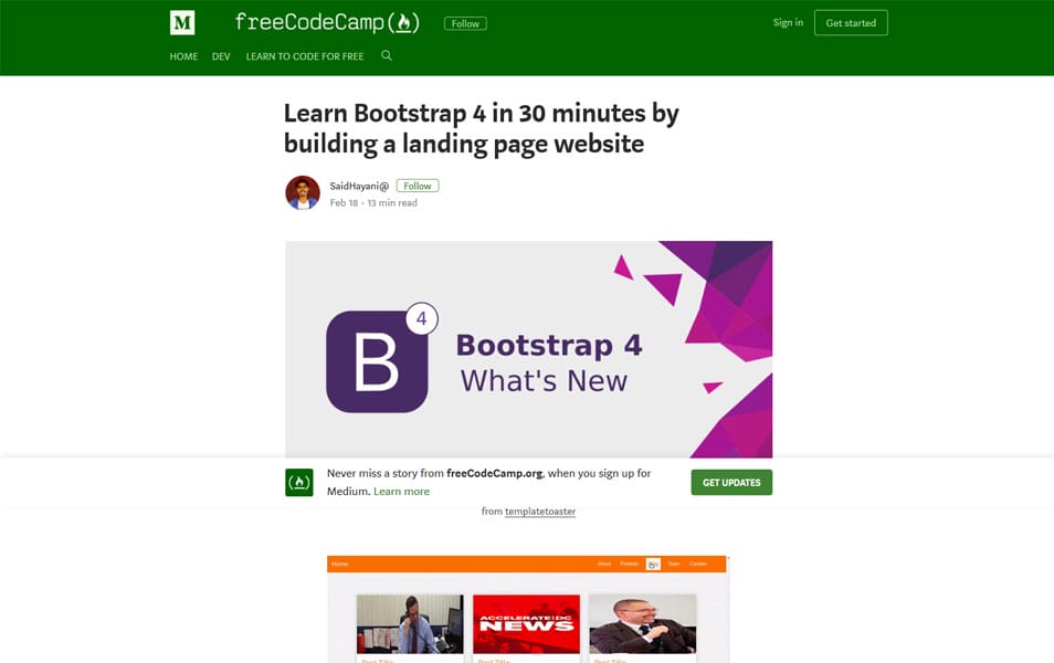 Learn Bootstrap 4 : Tutorials, Courses, Articles, Books & Cheat Sheets 26 Learn Bootstrap 4 in 30 minutes by building a landing page website