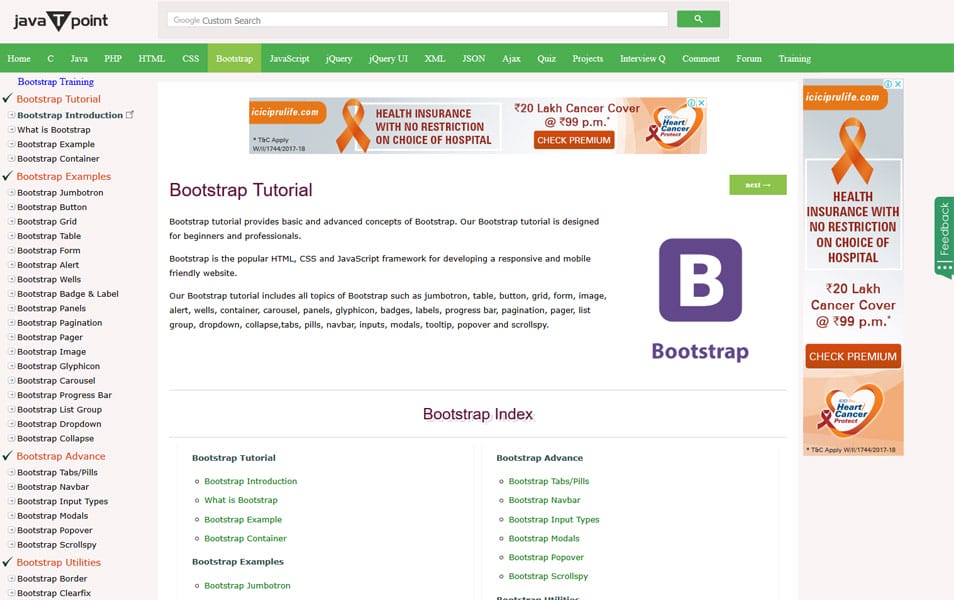 Learn Bootstrap 4 : Tutorials, Courses, Articles, Books & Cheat Sheets 8 Learn Bootstrap Tutorial | JavaTpoint