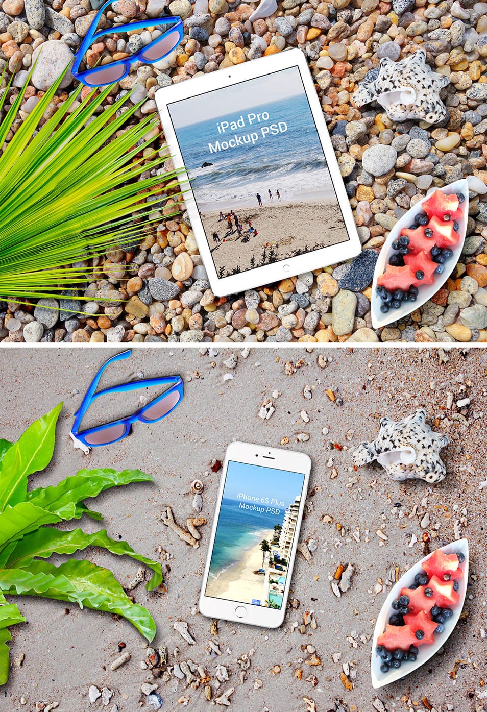 iPhone 6s Plus And iPad Pro On The Beach Mockup 2 iPhone 6s Plus And iPad Pro On The Beach Mockup