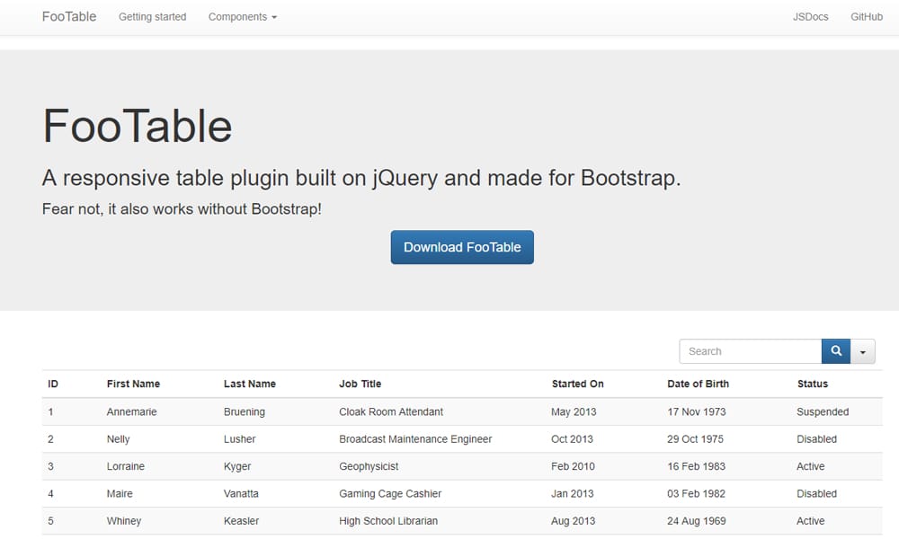 50+ Best jQuery Grid Plugins 35 FooTable