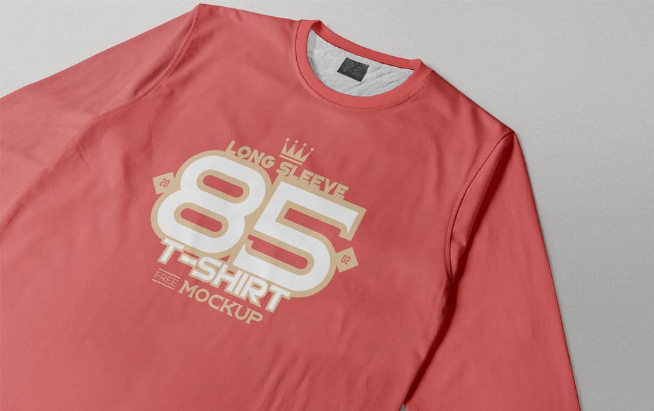 Free Long Sleeve T-shirt Mockup 2 Free Long Sleeve T-shirt Mockup