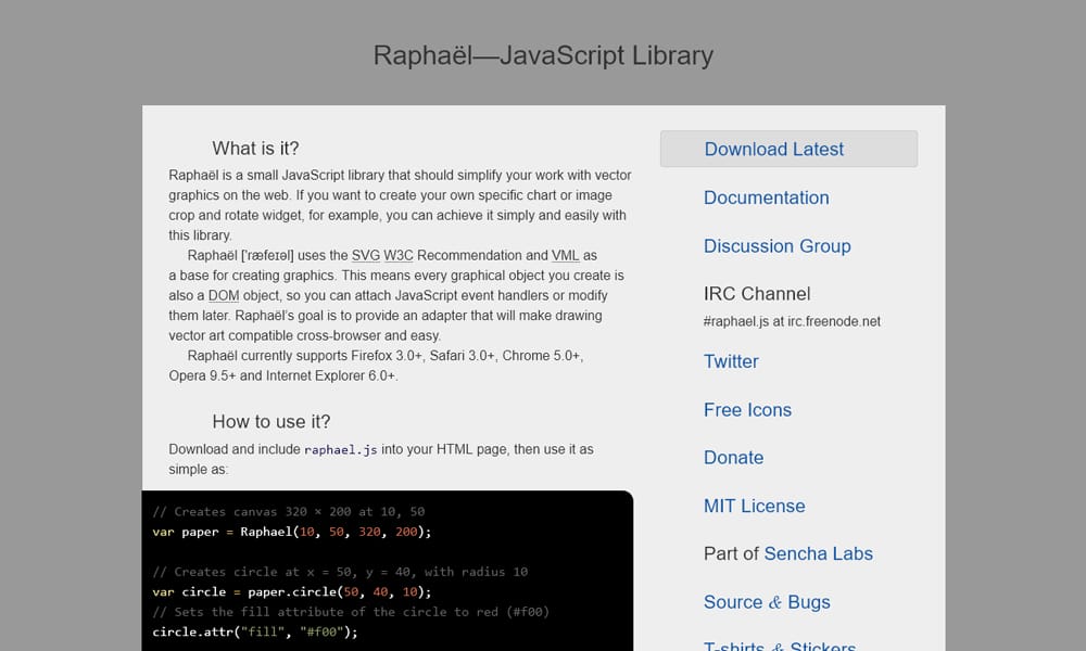 50+ JavaScript Animation Libraries 2026 57 Raphaël.js