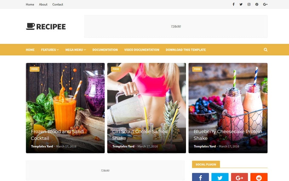 300+ Best Free Responsive Blogger Templates 2025 451 Recipee Responsive Blogger Template